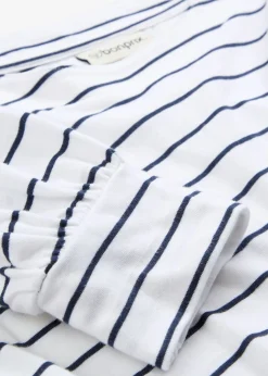 bonprix bonprix Camiseta de algodón orgánico puro con manga larga Blanco-azul marino con rayas Hot