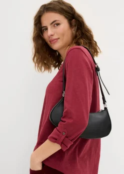 bonprix bonprix Camiseta de algodón orgánico puro con botones Burdeos Sale