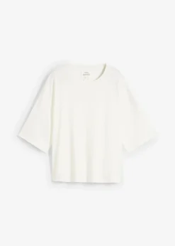 bonprix bonprix Camiseta de algodón orgánico puro Blanco lana Outlet