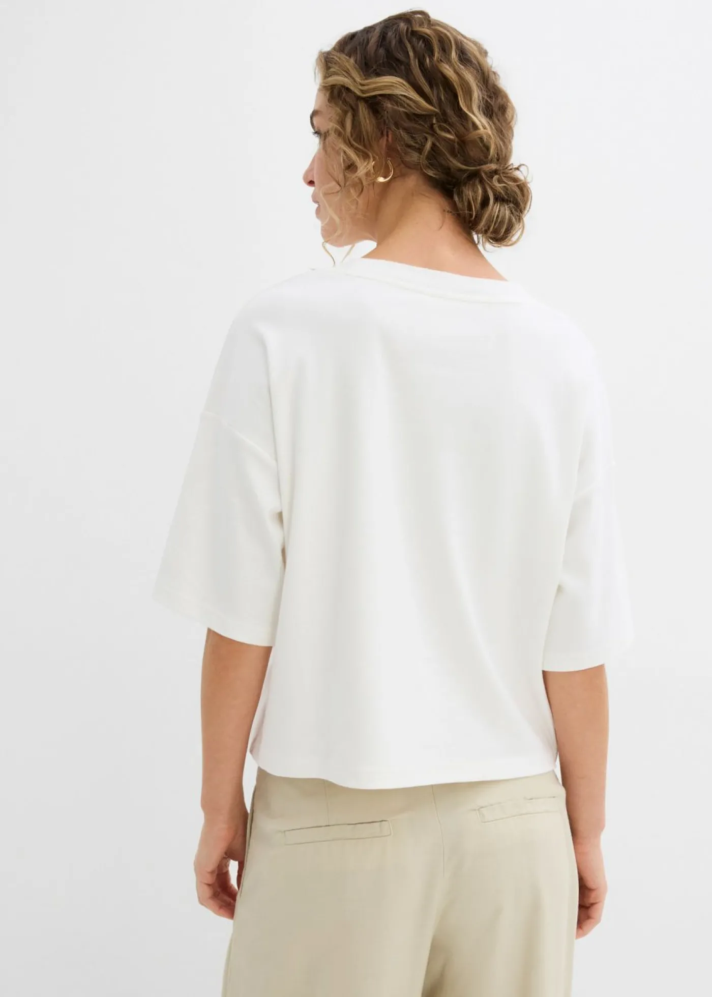 bonprix bonprix Camiseta de algodón orgánico puro Blanco lana Outlet