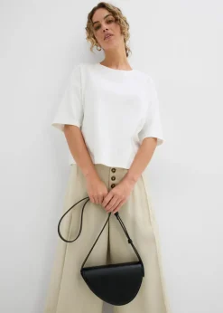 bonprix bonprix Camiseta de algodón orgánico puro Blanco lana Outlet