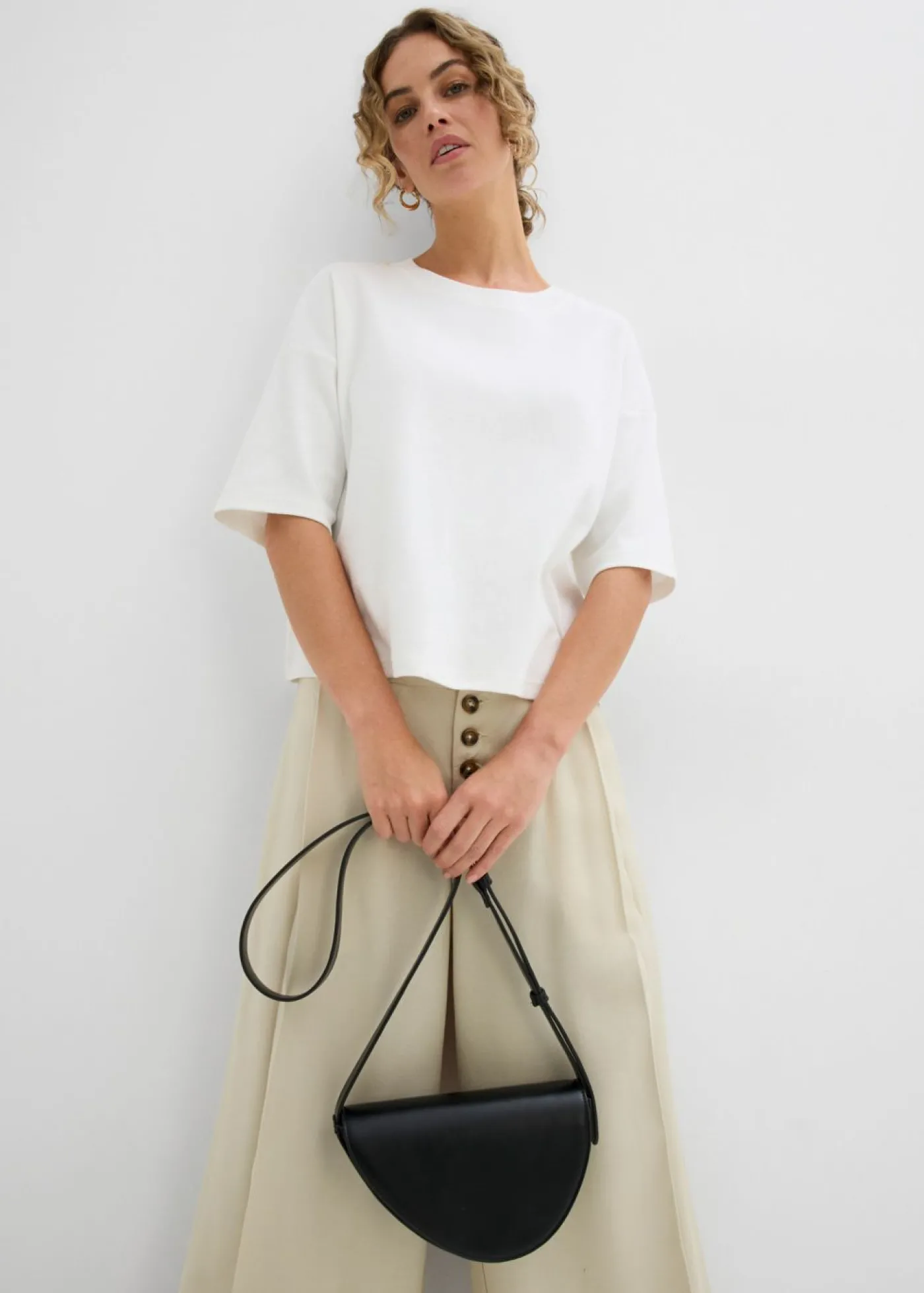bonprix bonprix Camiseta de algodón orgánico puro Blanco lana Outlet