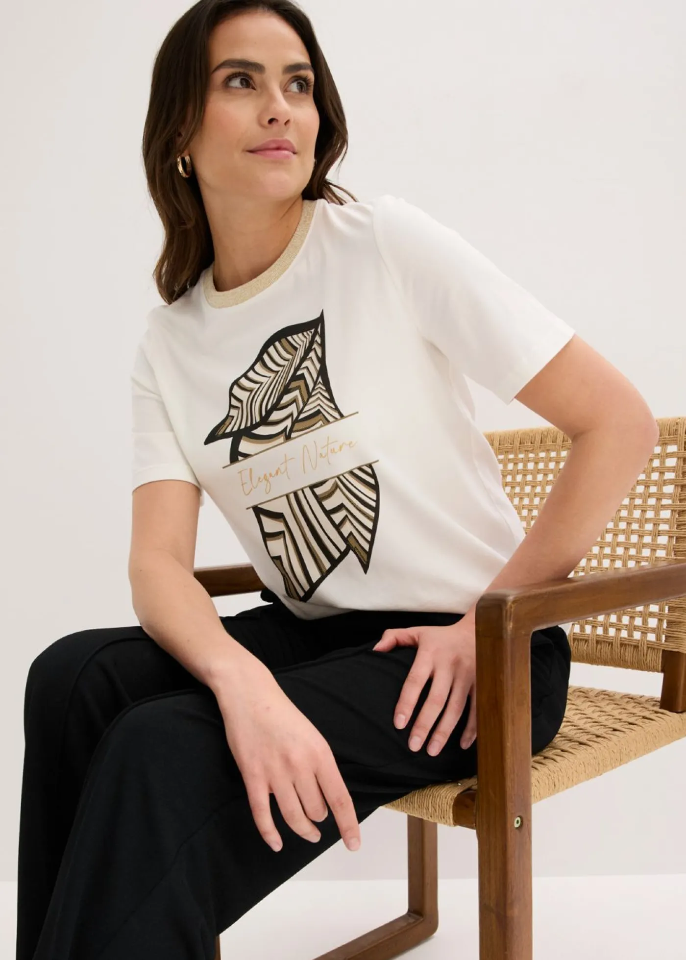 bonprix bonprix Camiseta de algodón orgánico Blanco lana New