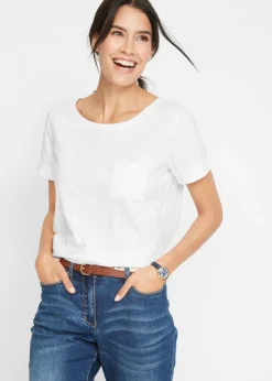 bonprix bonprix Camiseta de algodón orgánico puro Blanco Sale