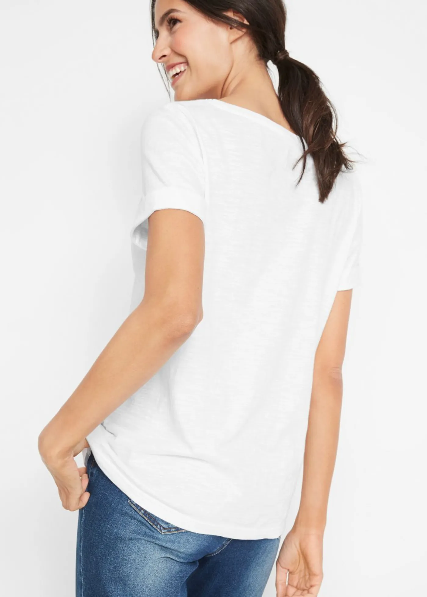 bonprix bonprix Camiseta de algodón orgánico puro Blanco Sale