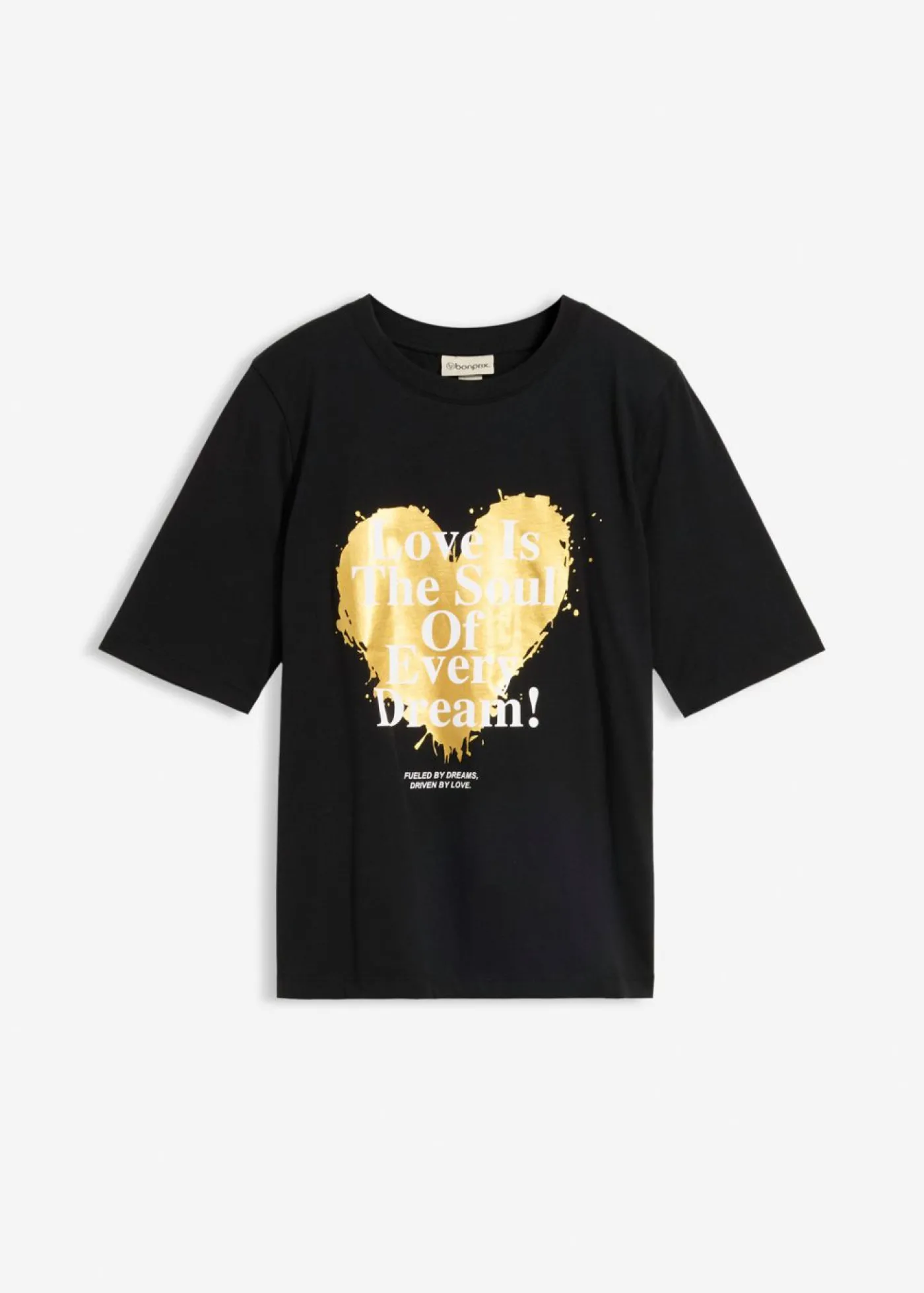bonprix bonprix Camiseta de algodón orgánico puro Negro-oro Discount