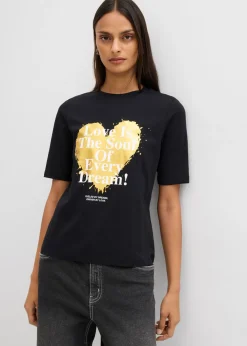bonprix bonprix Camiseta de algodón orgánico puro Negro-oro Discount