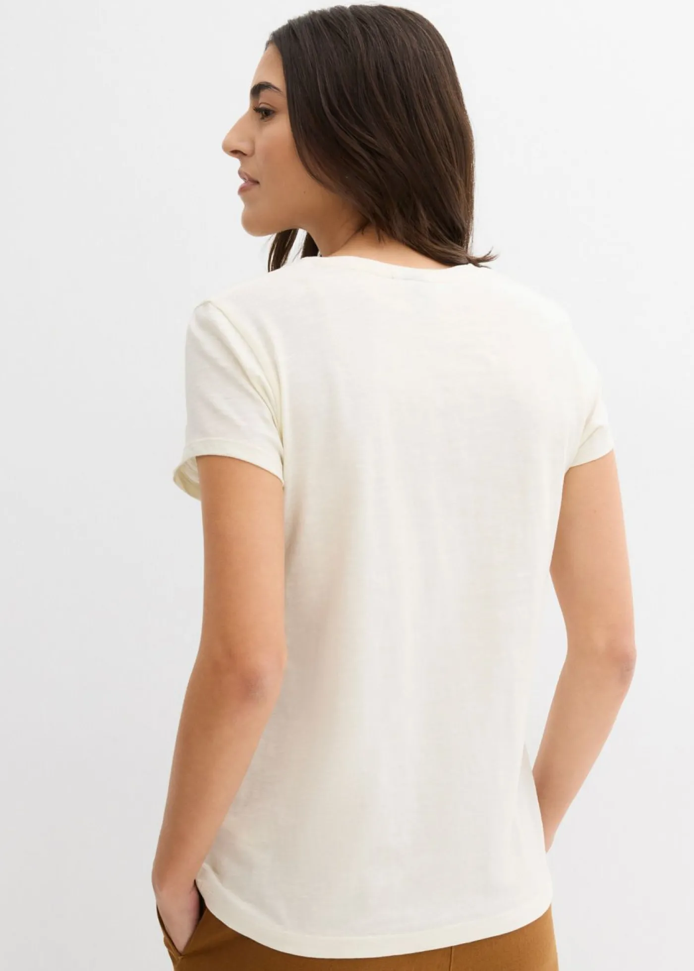 bonprix bonprix Camiseta de algodón orgánico puro (2 unidades) amarillo cítrico-blanco crema New