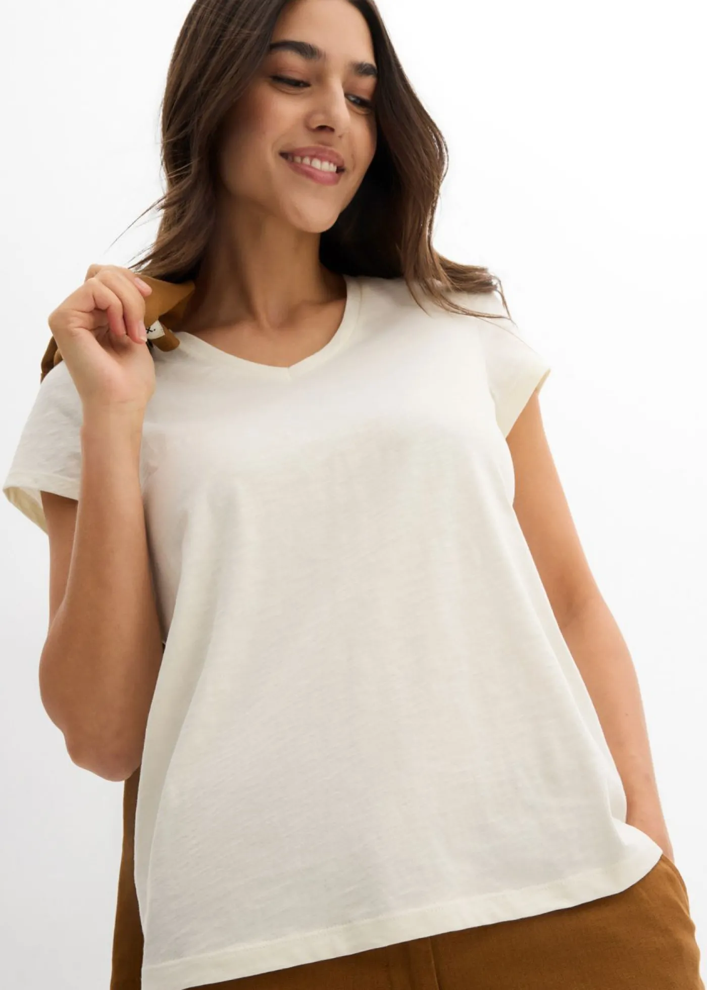 bonprix bonprix Camiseta de algodón orgánico puro (2 unidades) amarillo cítrico-blanco crema New