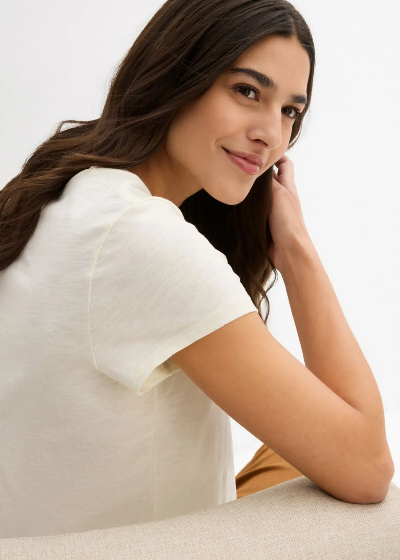 bonprix bonprix Camiseta de algodón orgánico puro (2 unidades) amarillo cítrico-blanco crema New