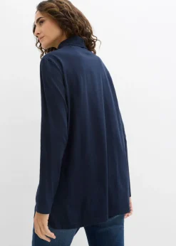 bonprix bonprix Camiseta de algodón orgánico puro con cuello alto Azul marino Hot