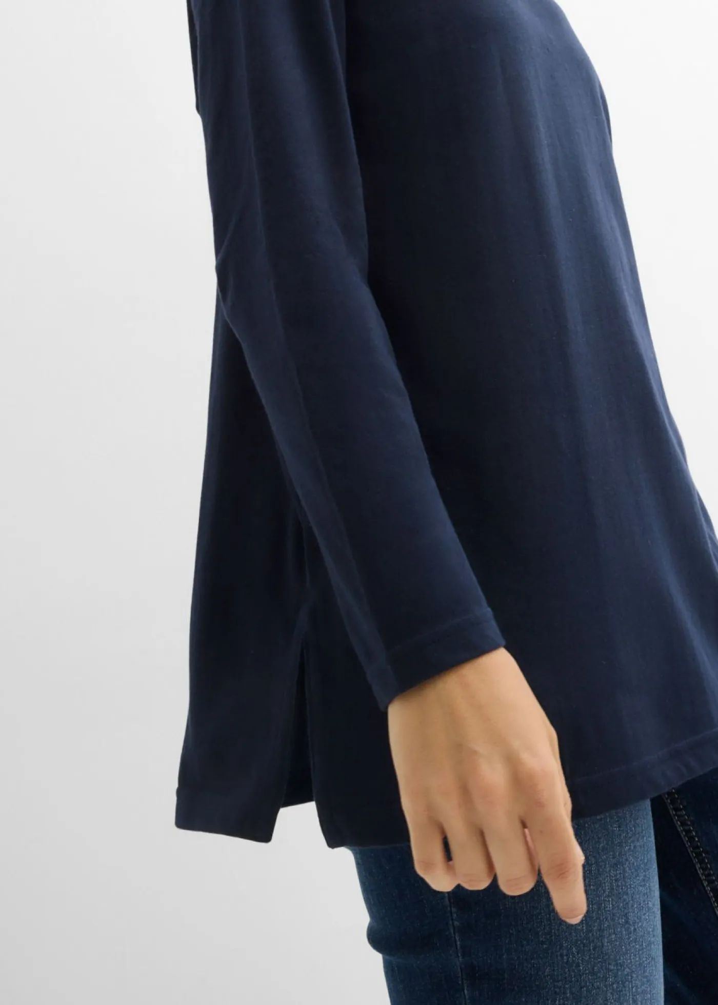 bonprix bonprix Camiseta de algodón orgánico puro con cuello alto Azul marino Hot