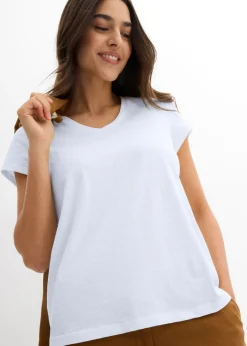 bonprix bonprix Camiseta de algodón orgánico puro (2 unidades) Azul marino-blanco Online