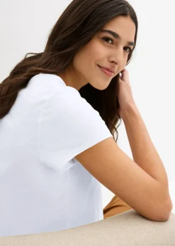 bonprix bonprix Camiseta de algodón orgánico puro (2 unidades) Azul marino-blanco Online