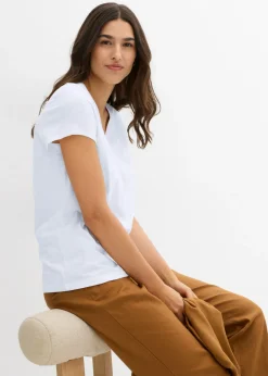 bonprix bonprix Camiseta de algodón orgánico puro (2 unidades) Azul marino-blanco Online