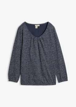 bonprix bonprix Camiseta de algodón orgánico puro Azul marino estampado Outlet