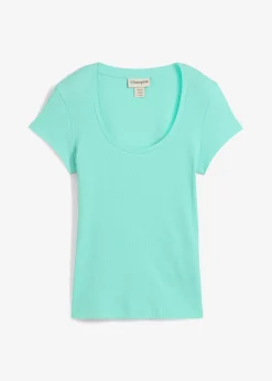 bonprix bonprix Camiseta de algodón orgánico puro Azul mentol Outlet
