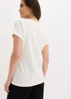 bonprix bonprix Camiseta de algodón orgánico puro Blanco lana New