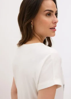 bonprix bonprix Camiseta de algodón orgánico puro Blanco lana New