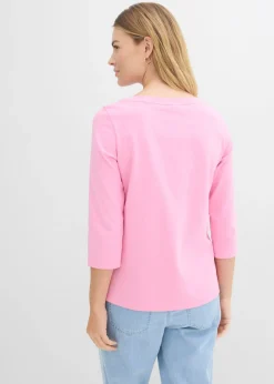 bonprix bonprix Camiseta de algodón orgánico puro y pesado Rosa Clearance