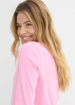 bonprix bonprix Camiseta de algodón orgánico puro y pesado Rosa Clearance