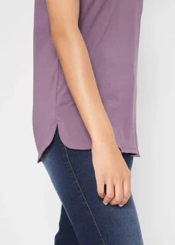 bonprix bonprix Camiseta de algodón orgánico puro Lavanda mate New