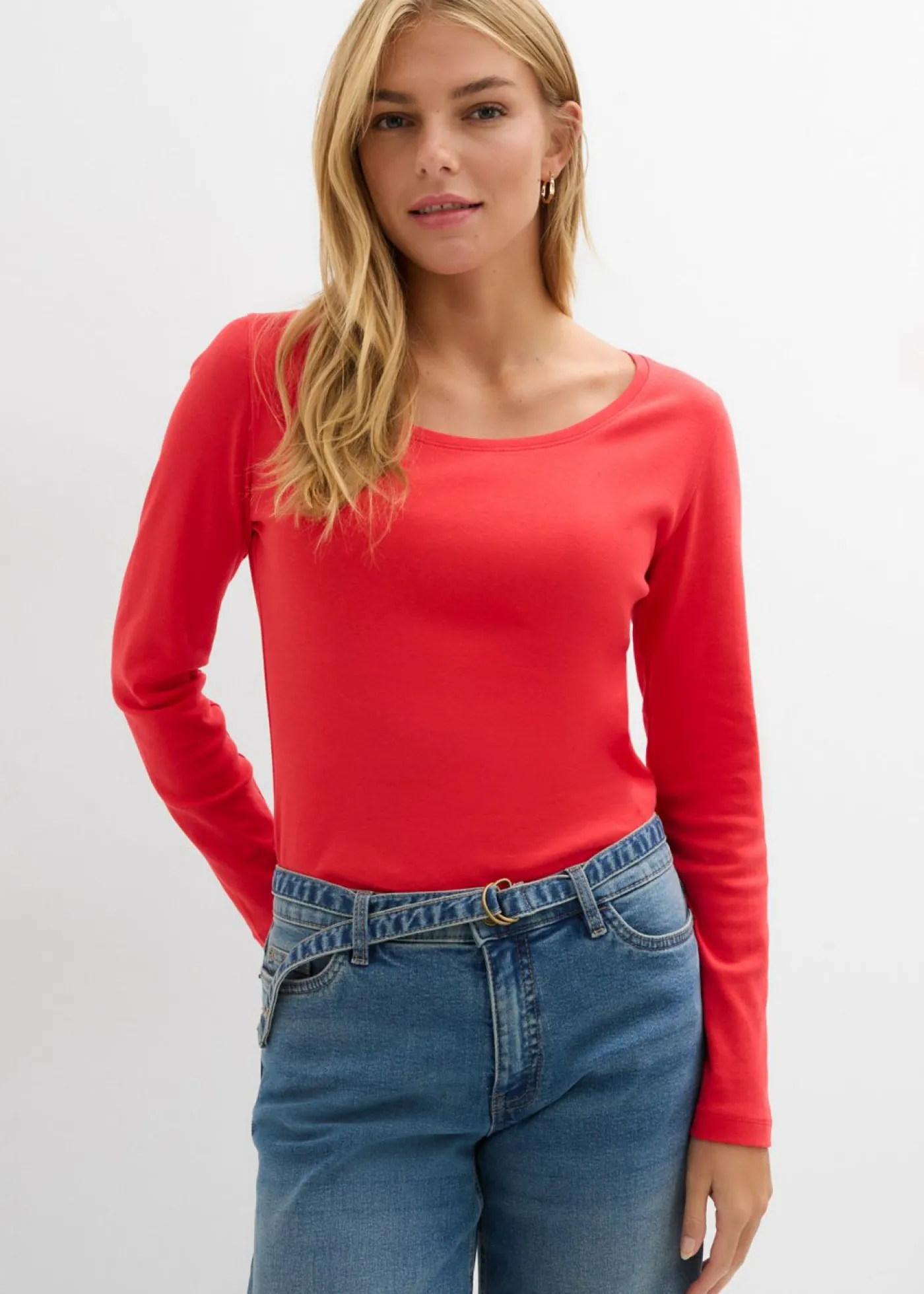 bonprix bonprix Camiseta de algodón orgánico puro con manga larga fresa Outlet