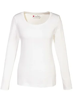 bonprix bonprix Camiseta de algodón orgánico puro con manga larga Blanco Clearance