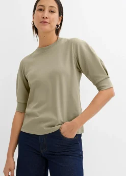 bonprix bonprix Camiseta de algodón orgánico puro Marrón claro New