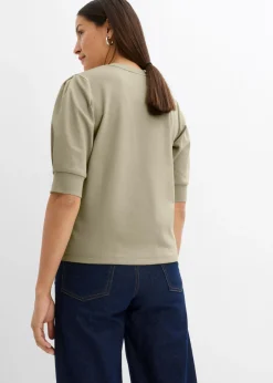 bonprix bonprix Camiseta de algodón orgánico puro Marrón claro New