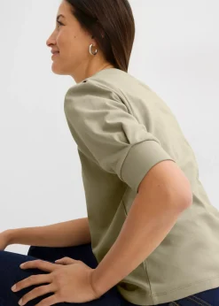 bonprix bonprix Camiseta de algodón orgánico puro Marrón claro New