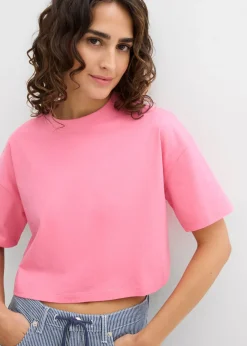 bonprix bonprix Camiseta de algodón orgánico puro Rosa brillante New