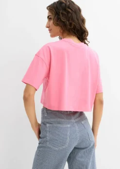 bonprix bonprix Camiseta de algodón orgánico puro Rosa brillante New