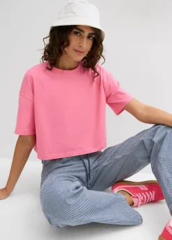 bonprix bonprix Camiseta de algodón orgánico puro Rosa brillante New