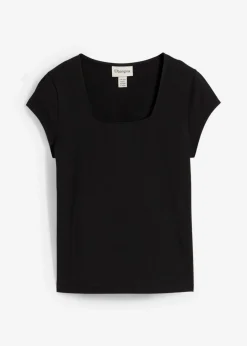bonprix bonprix Camiseta de algodón orgánico puro Negro Sale