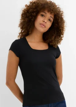 bonprix bonprix Camiseta de algodón orgánico puro Negro Sale