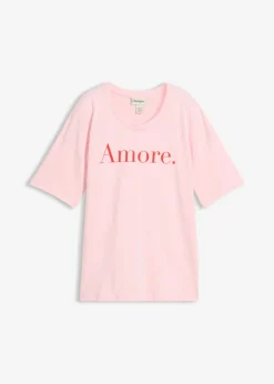 bonprix bonprix Camiseta de algodón orgánico puro rosa cristal-fresa Hot