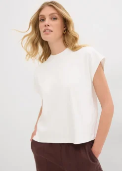 bonprix bonprix Camiseta de algodón orgánico puro Blanco lana Outlet
