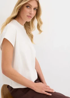 bonprix bonprix Camiseta de algodón orgánico puro Blanco lana Outlet