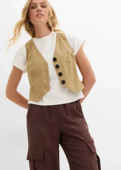 bonprix bonprix Camiseta de algodón orgánico puro Blanco lana Outlet
