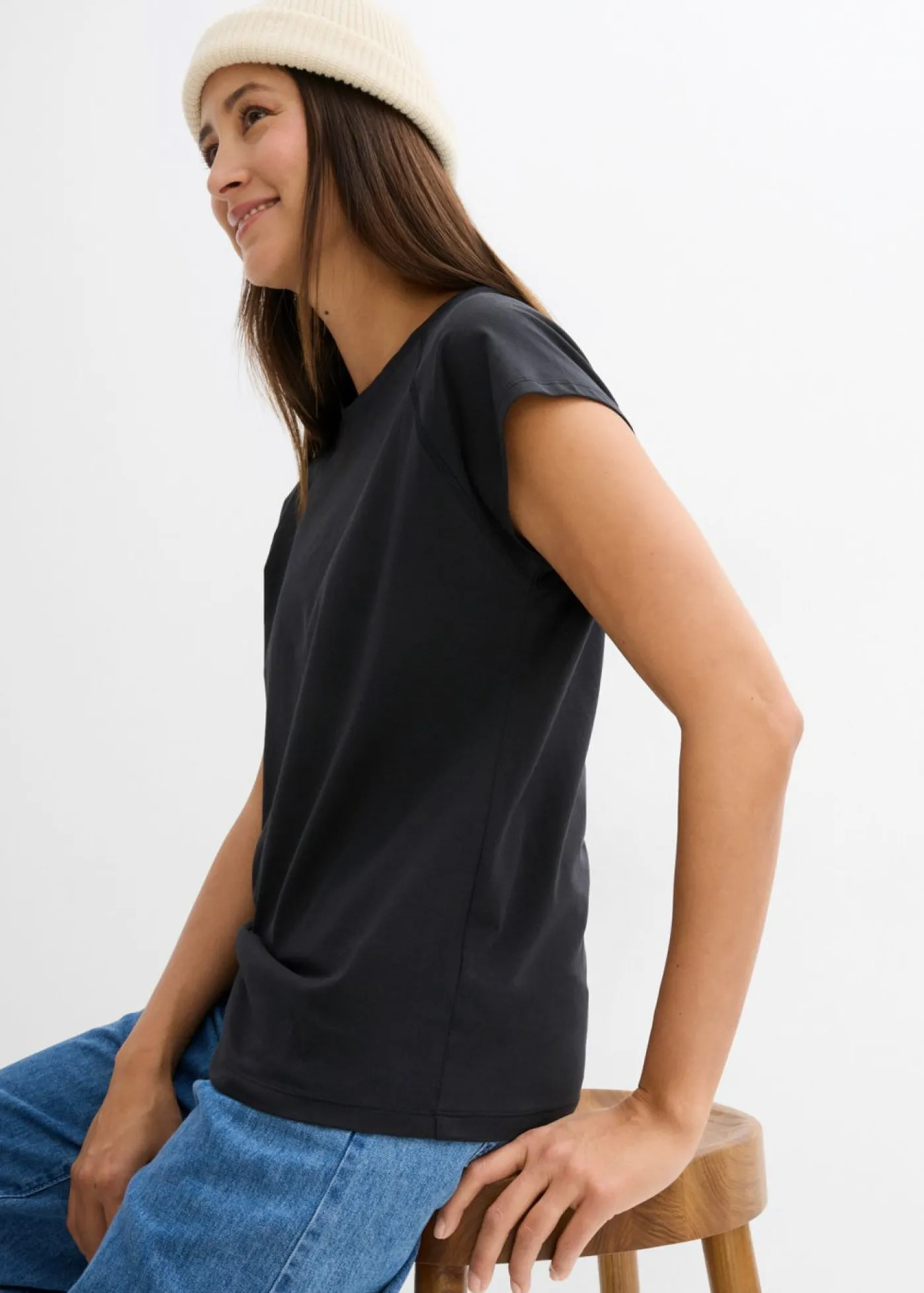 bonprix bonprix Camiseta de algodón orgánico puro Negro