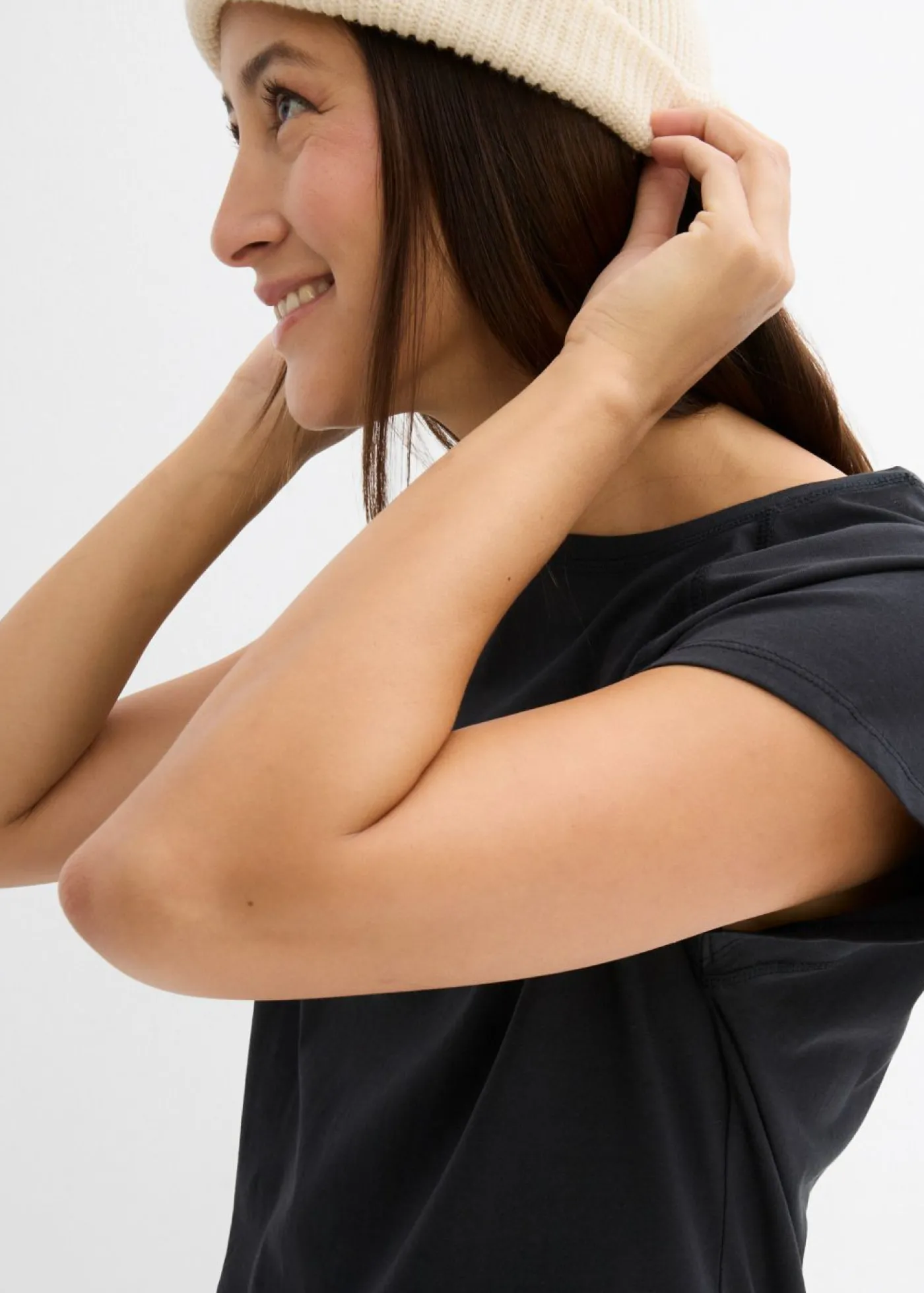 bonprix bonprix Camiseta de algodón orgánico puro Negro