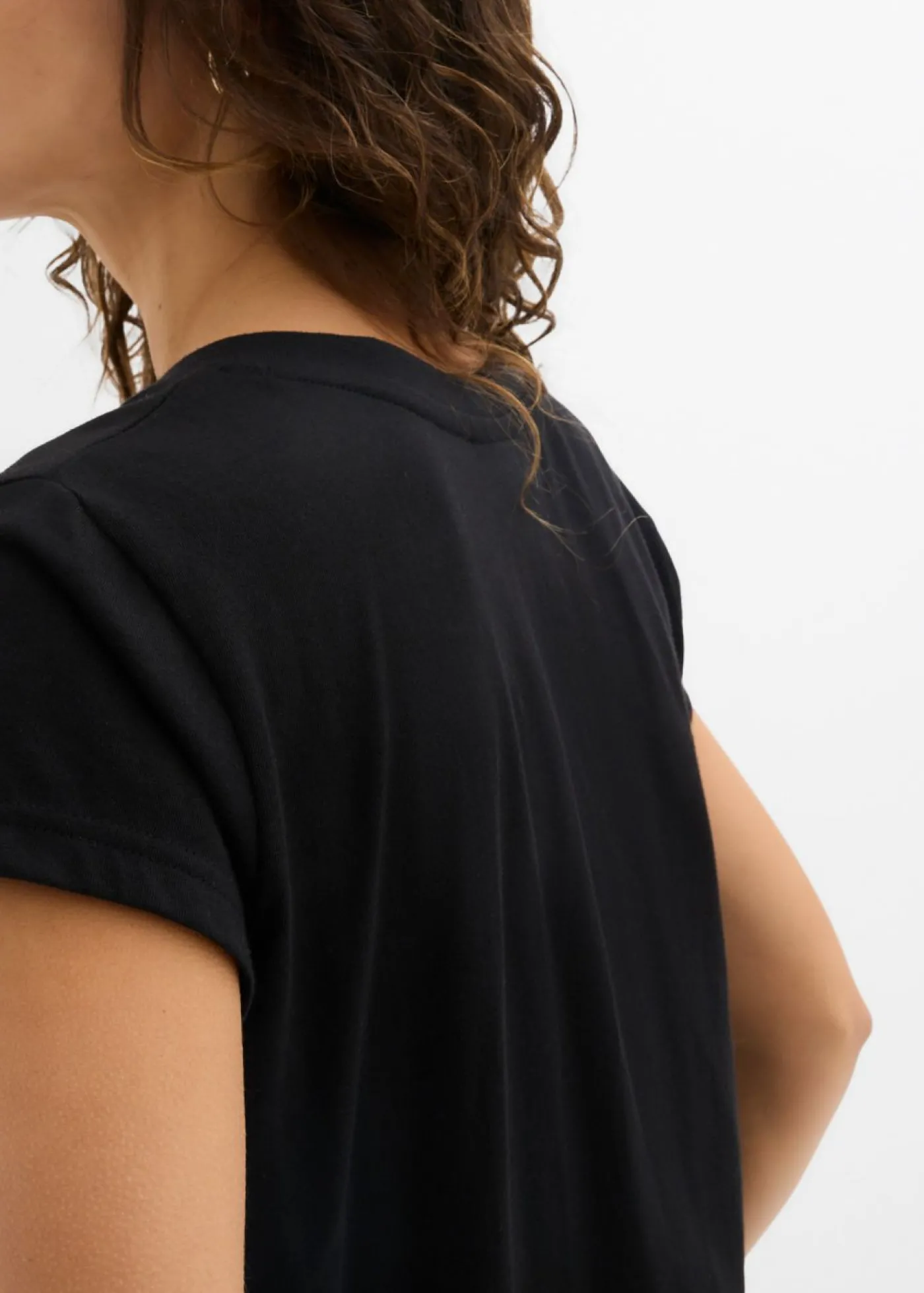bonprix bonprix Camiseta de algodón orgánico puro (2 unidades) Negro-blanco New