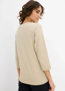 bonprix bonprix Camiseta de algodón orgánico puro y pesado Marrón claro Discount