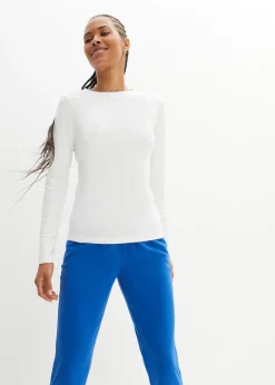 bonprix bonprix Camiseta de algodón orgánico puro con manga larga Blanco Clearance