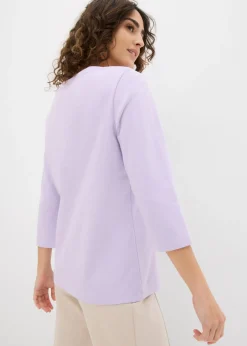bonprix bonprix Camiseta de algodón orgánico puro y pesado lila pastel