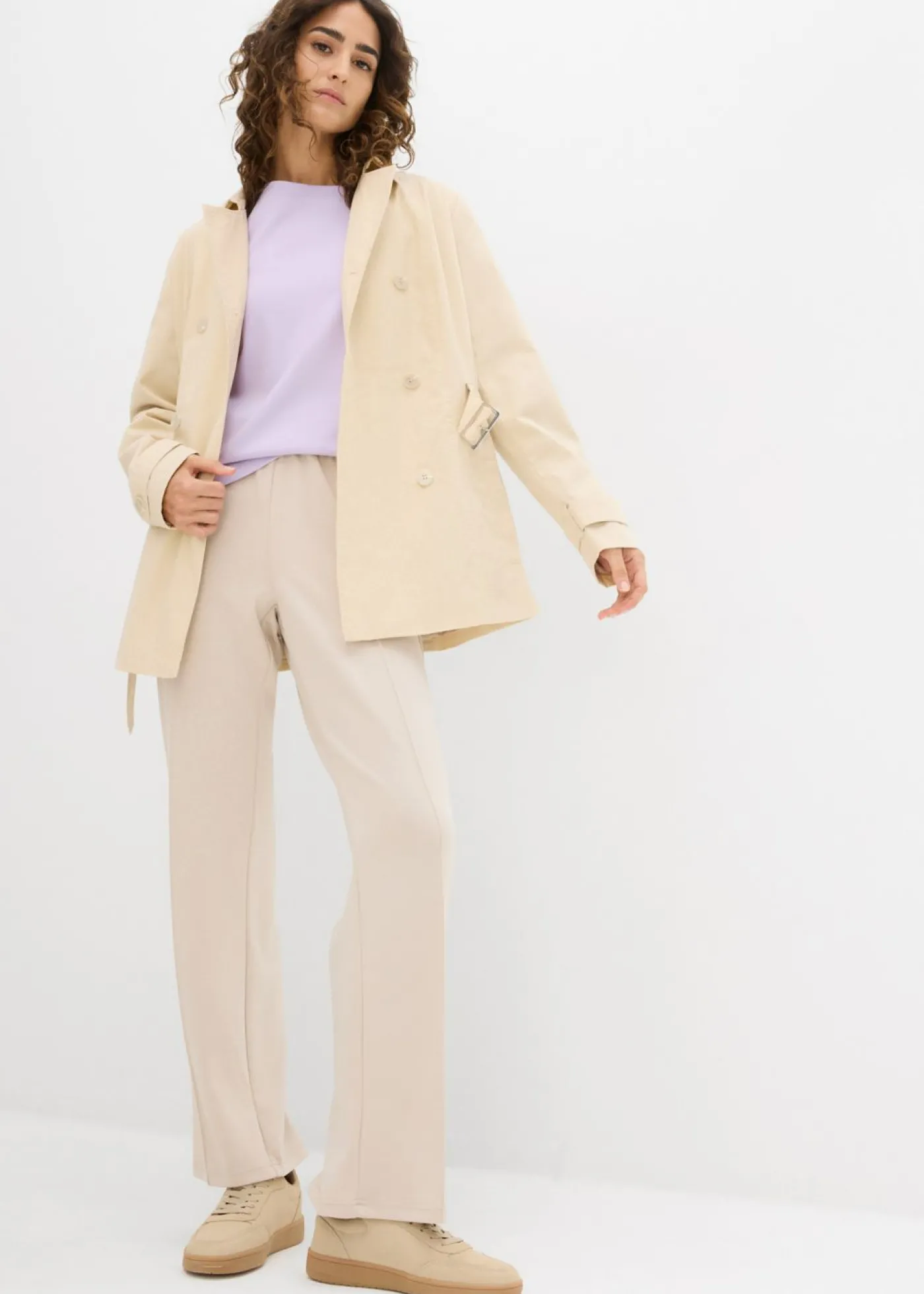bonprix bonprix Camiseta de algodón orgánico puro y pesado lila pastel