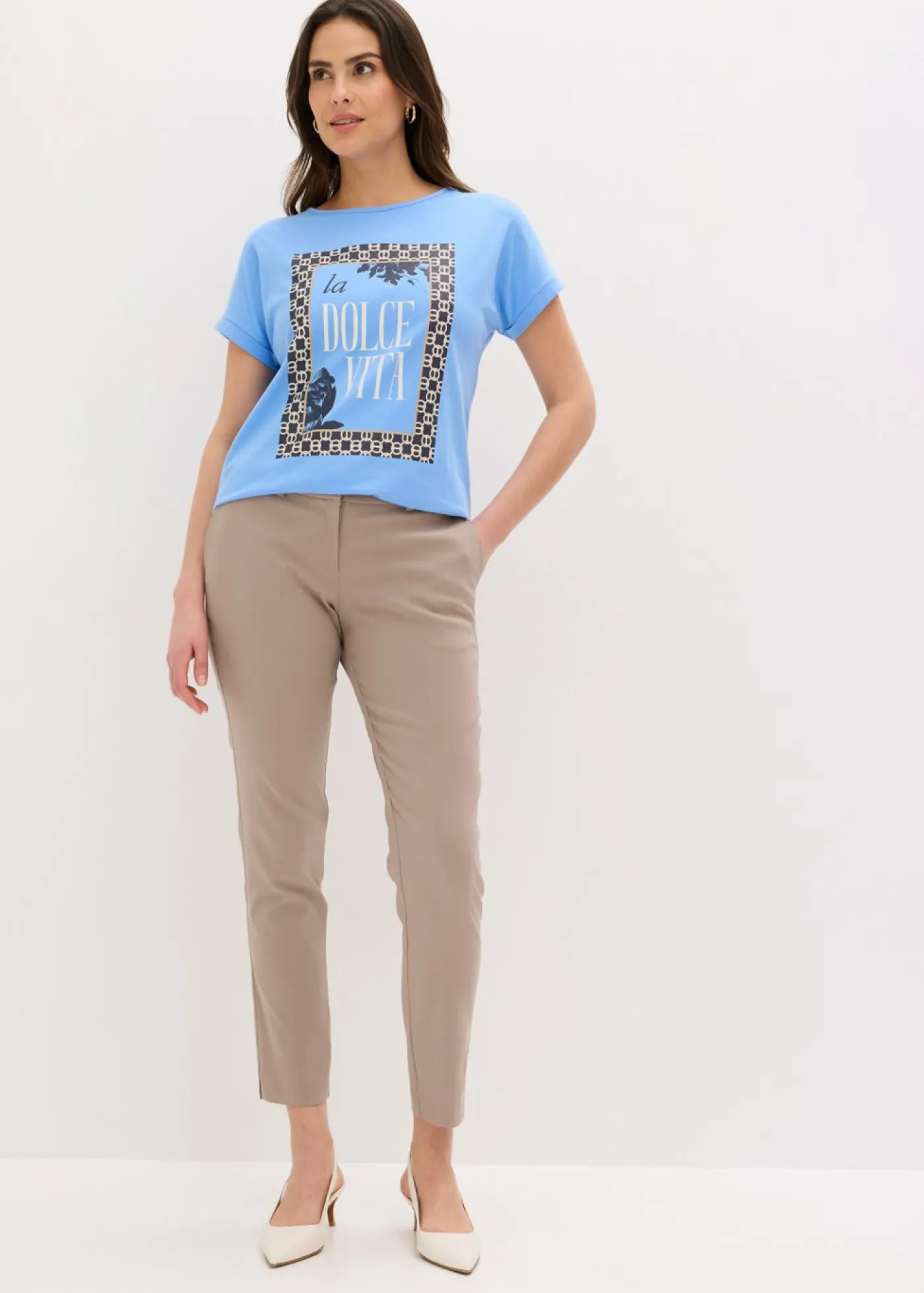 bonprix bonprix Camiseta de algodón orgánico puro azul provenzal Clearance
