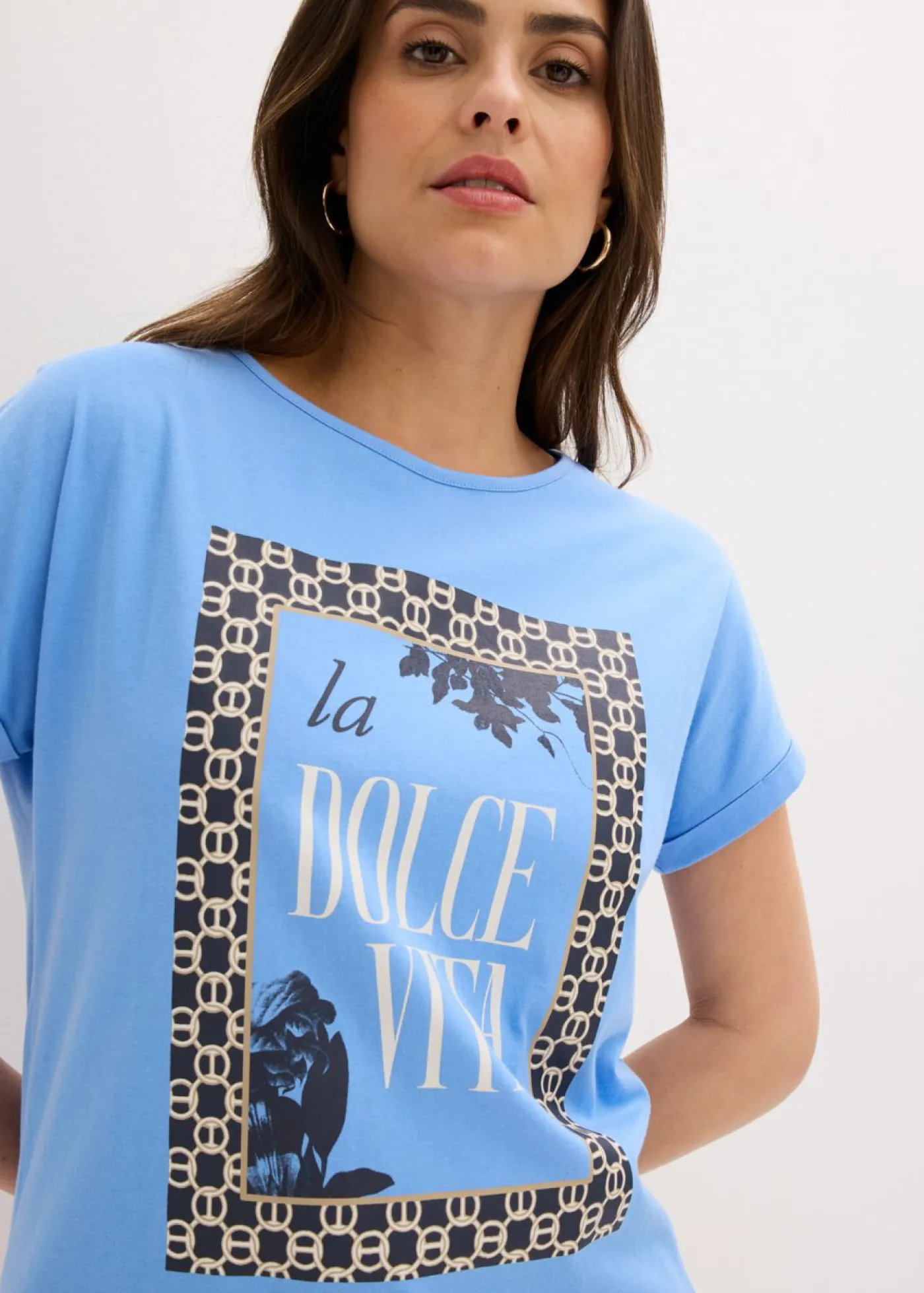 bonprix bonprix Camiseta de algodón orgánico puro azul provenzal Clearance