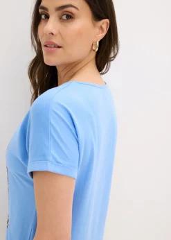 bonprix bonprix Camiseta de algodón orgánico puro azul provenzal Clearance